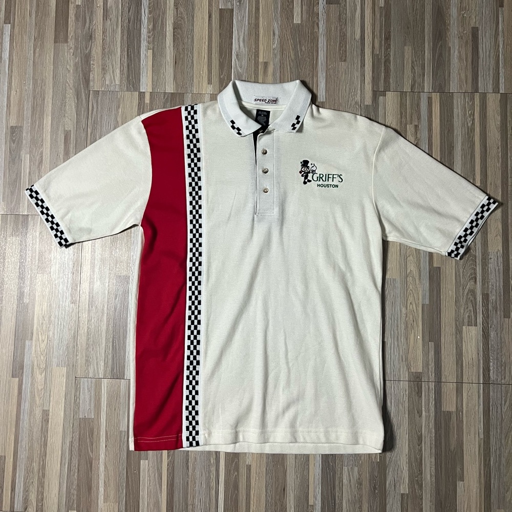 Vintage Speed Zone Race Gear Griff’s Houston Irish Pub Promo Polo Shirt Size M
